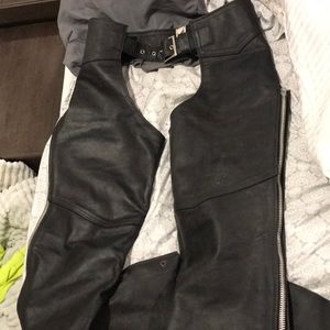 Leather motorcycle chaps
